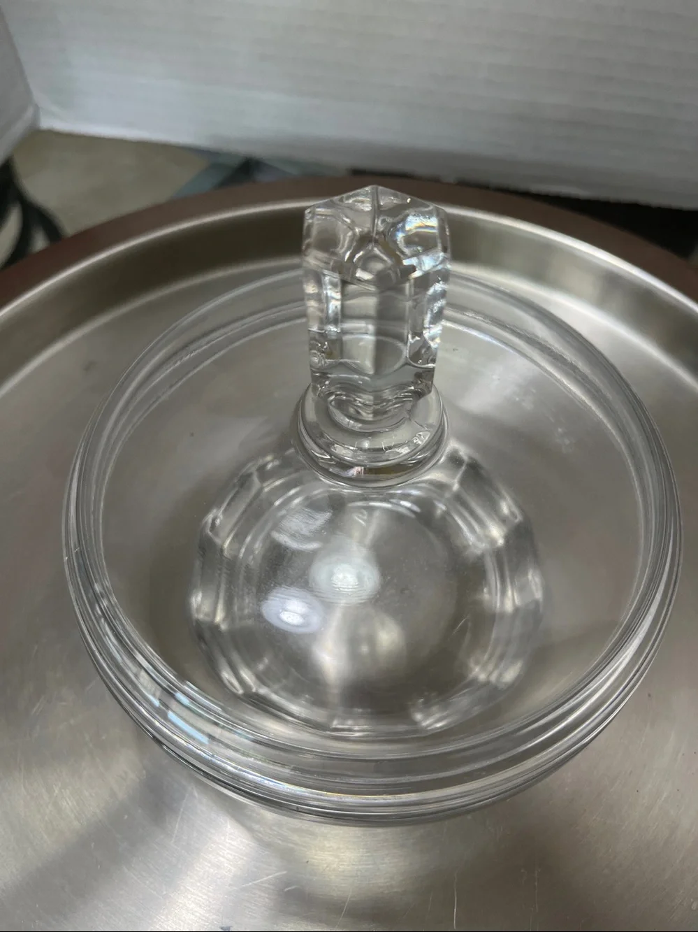 Clear Glass Lidded Candy or Trinket Dish - Elegant Apothecary Style
